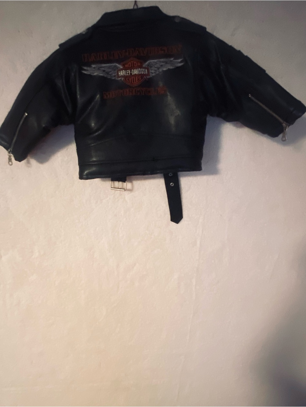 Harley-Davidson Black Leather Biker Jacket with Embroidered Back Logo